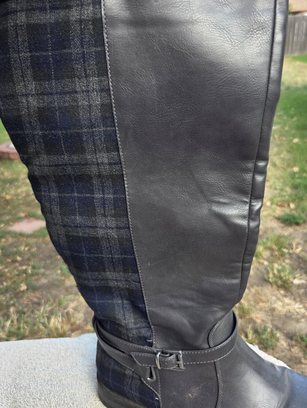Women's Dark Grey Tall Leather Boots - Classic Riding Style